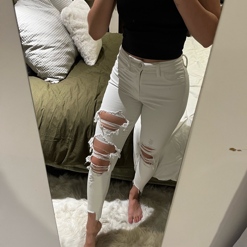 White ripped jeans